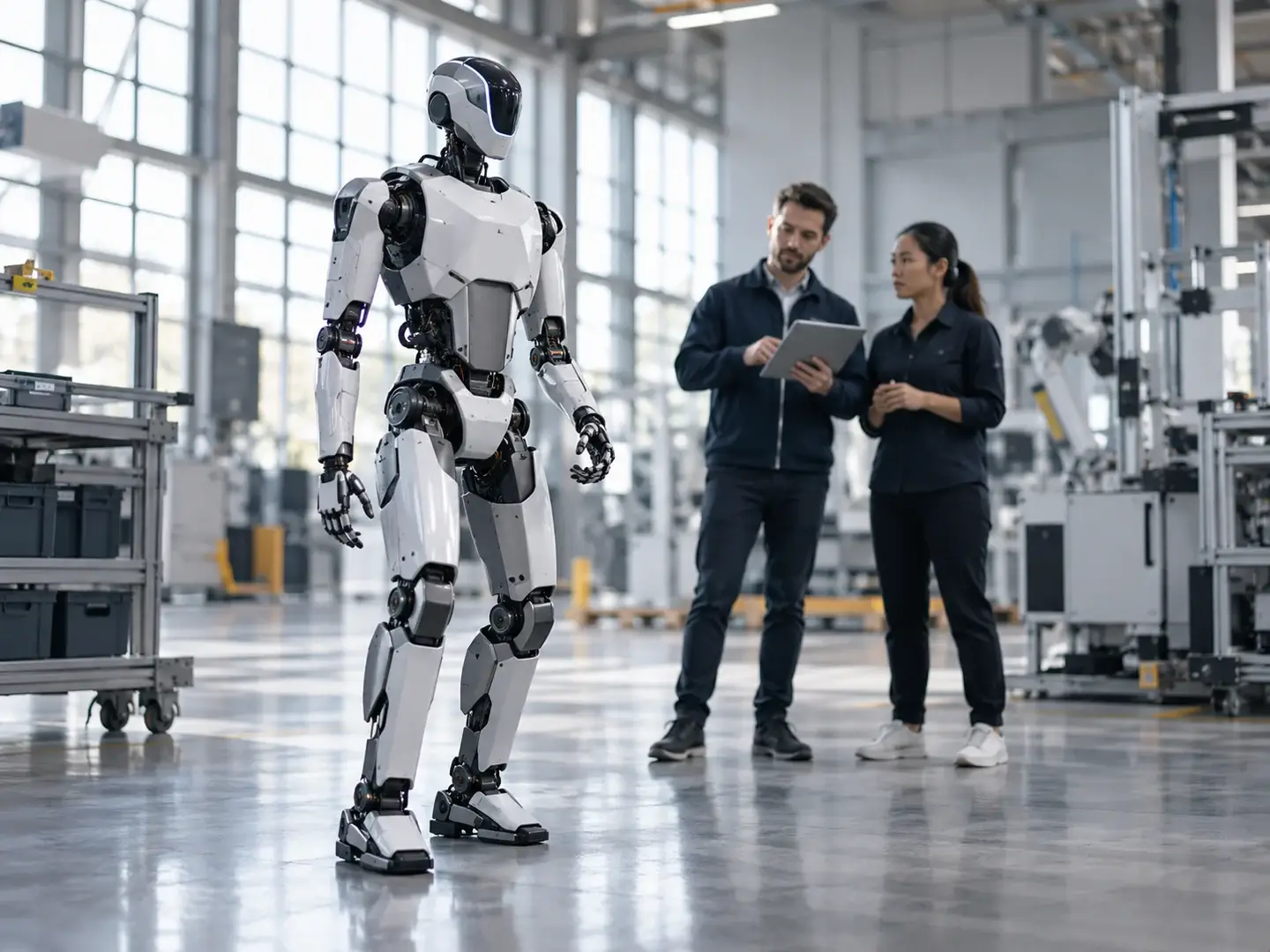 Commercial humanoid robot being evaluated for an industrial application